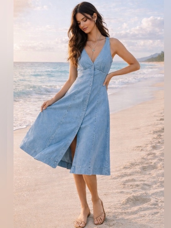Reformation Dresses & Skirts - Reformation Sebastien Denim Midi Dress Size 8 NWT